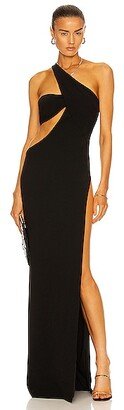 Cutout One Shoulder Maxi Dress in Black