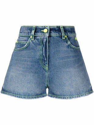 Contrast-Stitching Denim Shorts