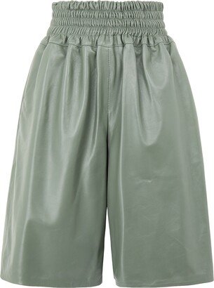 Leather Pull-on Bermuda Shorts & Bermuda Shorts Sage Green