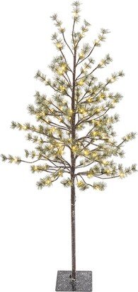 Everlasting Glow 5Ft Electric Icy Pine Tree With 96 Warm White Led Lights