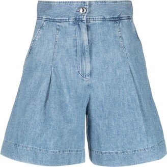 Dayana pleat-detail denim shorts