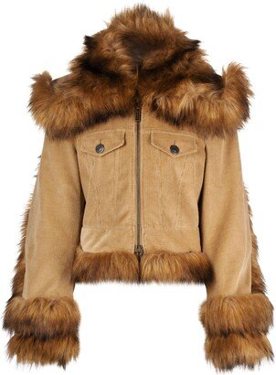 Faux-Fur Trim Corduroy Jacket