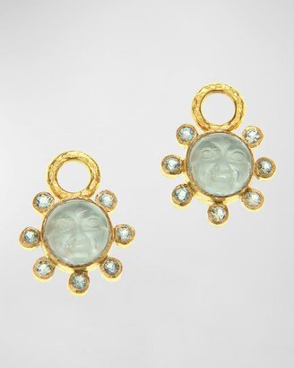 19K Man-In-The-Moon and Aquamarine Earring Pendants