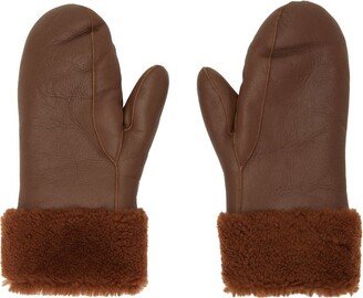 Brown Shearling Mittens-AB