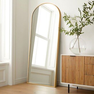 The Pop Home Saadiya Arched Full Length Mirror Metal Framed Arched Floor Mirror with Stand, Leaning Hanging for Home and Office - The Pop Maison , Gold