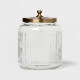 Medium Glass Bath Canister Brass