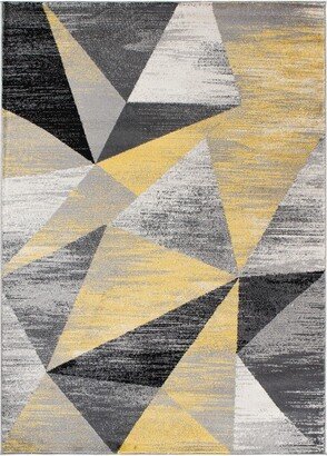 Contemporary Distressed Prisma Area Rug - Yellow 7'10 x 10'