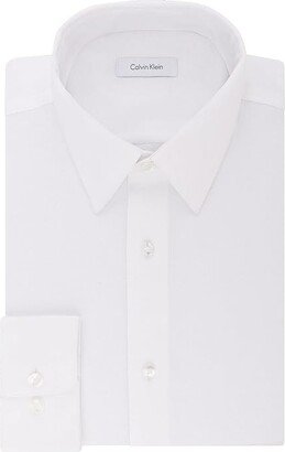 Men's Dress Shirt Regular Fit Non Iron Stretch Solid (White) Men's Long Sleeve Button Up