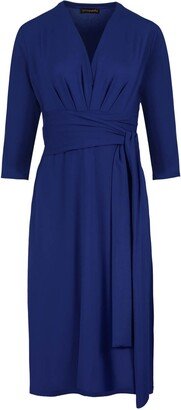 Conquista Electric Blue Empire Line Dress With Belt