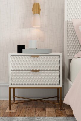 White Pearl Wood 2-drawer Nightstand