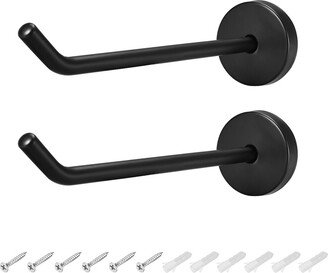 Unique Bargains 2Pcs, 5.7 Wall Mounted Hook Robe Towel Hanger Stainless Steel Black - 2Pcs-5.7