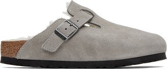 Gray Narrow Boston Shearling Loafers