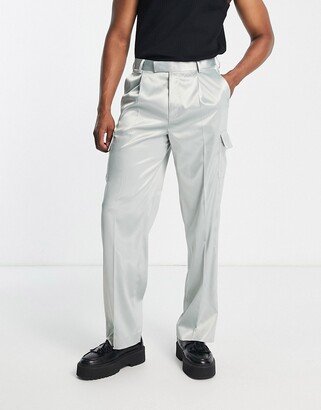 wide leg cargo pants in sage