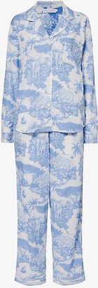 Womens Blue oxodonta Graphic-print Cotton Pyjamas