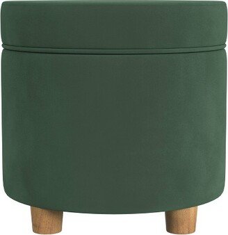 Round Storage Ottoman Loden Green Velvet