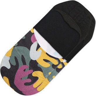 Black Abstract Floral Print Ultimate No Show Socks Black/Multi