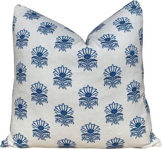 Designer Milford Pillow in Blue. Accent Cover Blue & White, Decorative Pillow, Cushion Cover, Euro