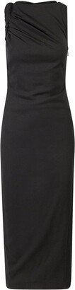 Cut-Out Detailed Crewneck Midi Dress