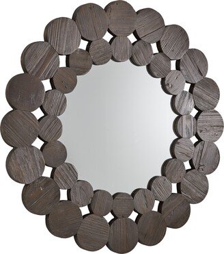 Joshua Dark Brown Reclaimed Wood Round Wall Mirror by Artisan