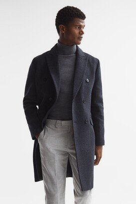 Melange Reflection Double Breasted Long Wool Overcoat