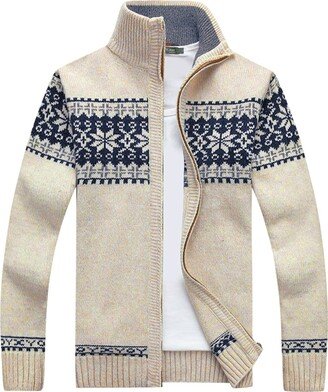 Generic Men's Cardigans Fall Sweaters Knit Coat Zip Front Ruffle Knit Solid Soft Cozy Autumn Winter Loose Fit Leisure-AA