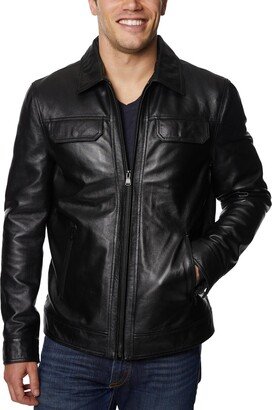 Perry Ellis Portfolio Mens Lambskin Insulated Leather Jacket