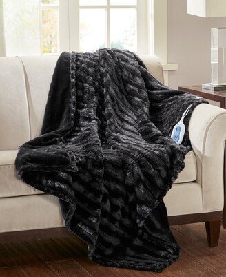 Duke Ribbed Electric Faux-Fur Throw, 50 x 70