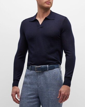 Men's Cashmere-Silk Slim Fit Polo Sweater