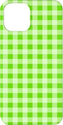 Custom Iphone Cases: Gingham Checker - Green Phone Case, Silicone Liner Case, Matte, Iphone 11, Green