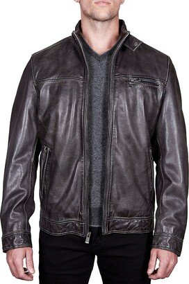 Missani Le Collezioni Lambskin Leather Racing Jacket