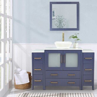 60-inch Single Sink Bathroom Vanity Set With Engineered Marble Top and Free Mirror