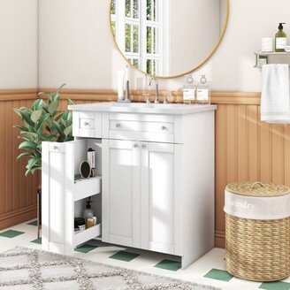 Aoolive 30 Bathroom Vanity with Single Sink, Bathroom Cabinet Set with Sink Combo, Wood Storage Bathroom Vanities with Undermount Sink