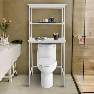 Spacesaver Solid Wood Over The Toilet Rack with Shelves - N/A
