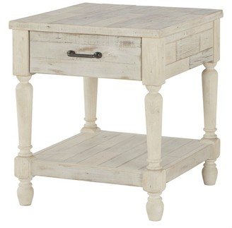 Cottage Style 1-Drawer End Table Nightstand in White Wood Finish