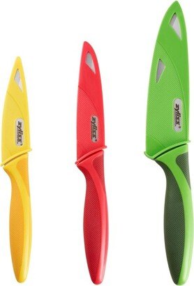 3pc Stainless Steel Knife Set Yellow/Red/Green