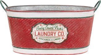 Col House Designs Jolly Saint Nick's Laundry Co. Oval Metal Bucket