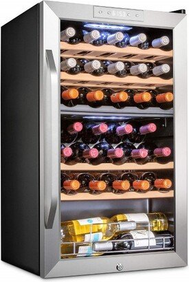 33 Bottle Wine Cooler Fridge, Dual Zone Refrigerator with Lock-AA