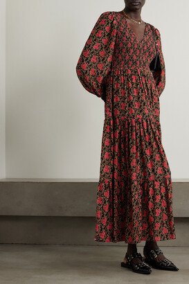 Brooke Floral-print Shirred Modal Maxi Dress - UK 6