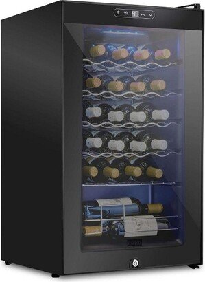Schmecke 24 Bottle Compressor Wine Fridge & Cooler Refrigerator, Black