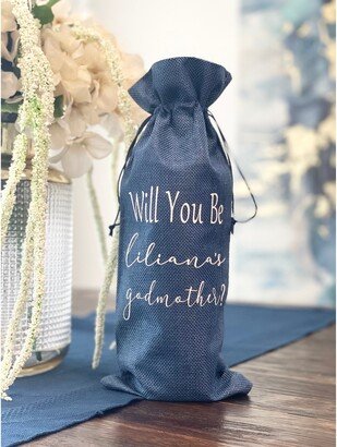 Godmother Blue Wine Themed Proposal, Bag, Gift, Will You Be My Godmother, Madrina, Nina