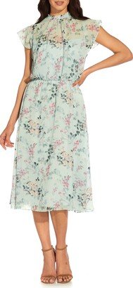 Floral Print Smocked Chiffon Dress