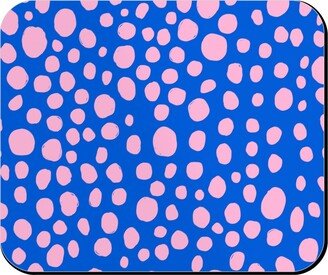 Mouse Pads: Polka Dot - Blue And Pink Mouse Pad, Rectangle Ornament, Blue