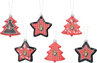 Foco Ottawa Senators 3'' x 3'' Six-Pack Shatterproof Tree and Star Ornament Set