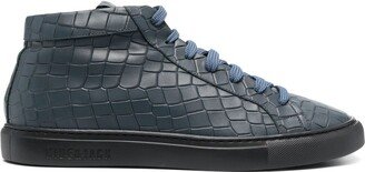 Croco-Embossed High-Top Sneakers