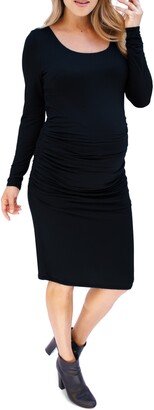 Side Ruched Long Sleeve Maternity Body-Con Dress