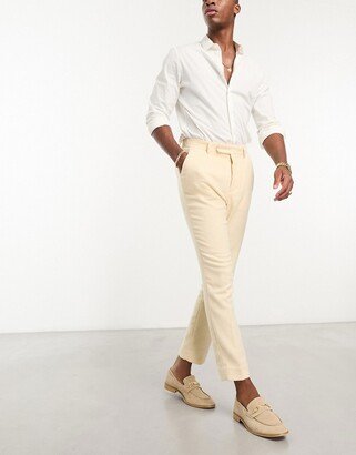 dressy tapered wool mix pants in stone puppytooth