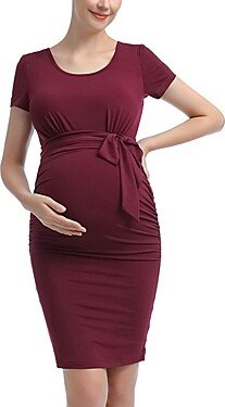 Lana Short-Sleeve Belted Maternity Dress