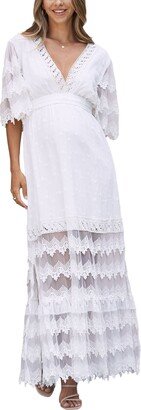 Lace Cotton Maternity Maxi Dress