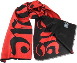 Women's Red / Black Wool / Cotton Gothic Print Scarf 525175 6460