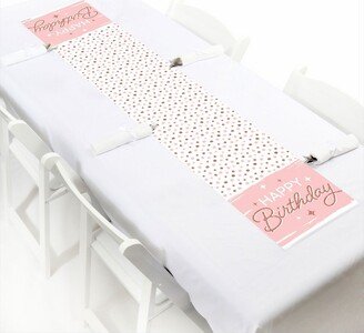 Big Dot of Happiness Pink Rose Gold Birthday - Petite Happy Birthday Party Paper Table Runner - 12 x 60 inches